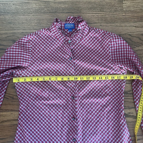 Pendleton Tartan Tidings Plaid Ruffle Collar Button Up Shirt Size 4 - Picture 6 of 9
